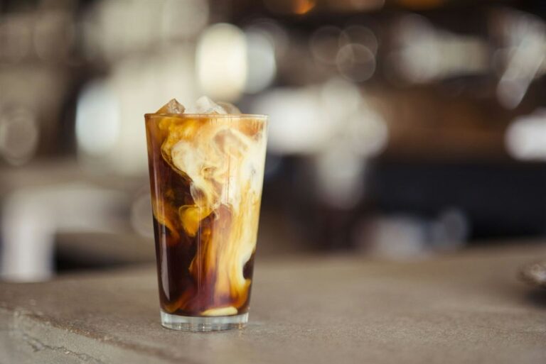 Iced latte in a glass